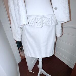 Express White Pin Striped Pencil Skort
